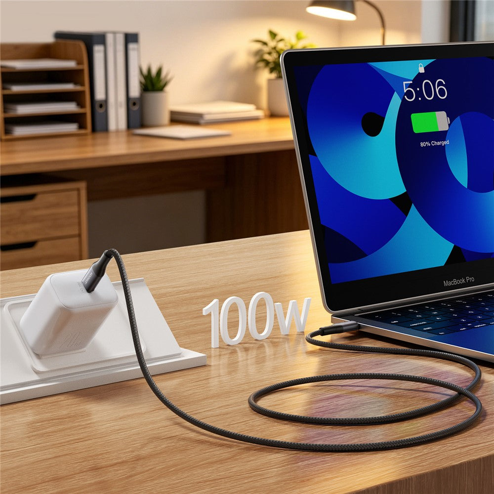 JOYROOM S-A28 1m USB-C til USB-C PD 100W Hurtigopladningskabel Nylonflettet Datasynkroniseringsledning