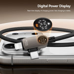 ESSAGER ES-X88 1m 2-i-1 100W USB-C til USB-C + Lightning datakabel med strømvisning i realtid 480Mbps