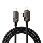 ESSAGER ES-X88 1m 2-i-1 100W USB-C til USB-C + Lightning datakabel med strømvisning i realtid 480Mbps