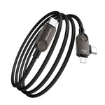 ESSAGER ES-X88 1m 2-i-1 100W USB-C til USB-C + Lightning datakabel med strømvisning i realtid 480Mbps