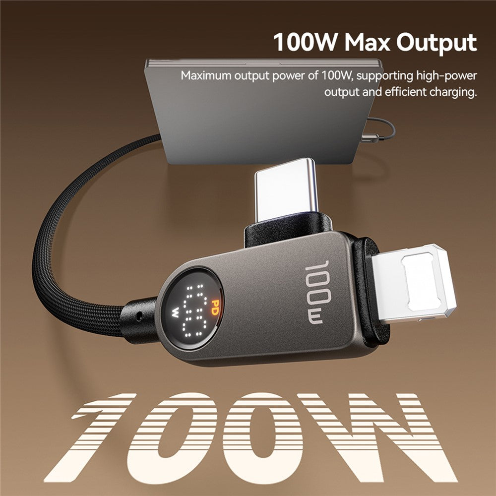 ESSAGER ES-X88 1m 2-i-1 100W USB-C til USB-C + Lightning datakabel med strømvisning i realtid 480Mbps