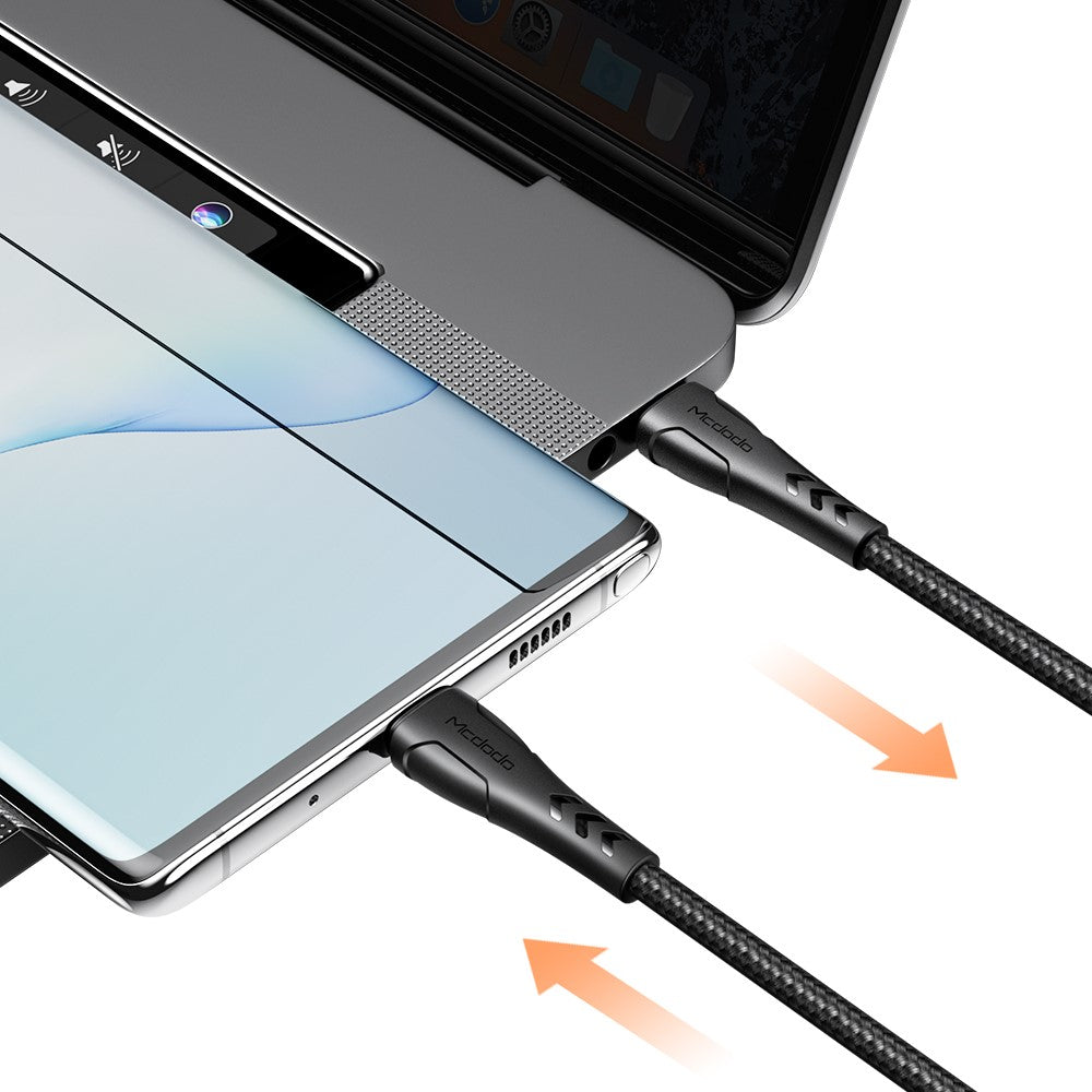 MCDODO til iPhone 15-serien Flettet nylon 0,2M USB-C til USB-C Hurtigopladningskabel til Samsung Huawei Xiaomi