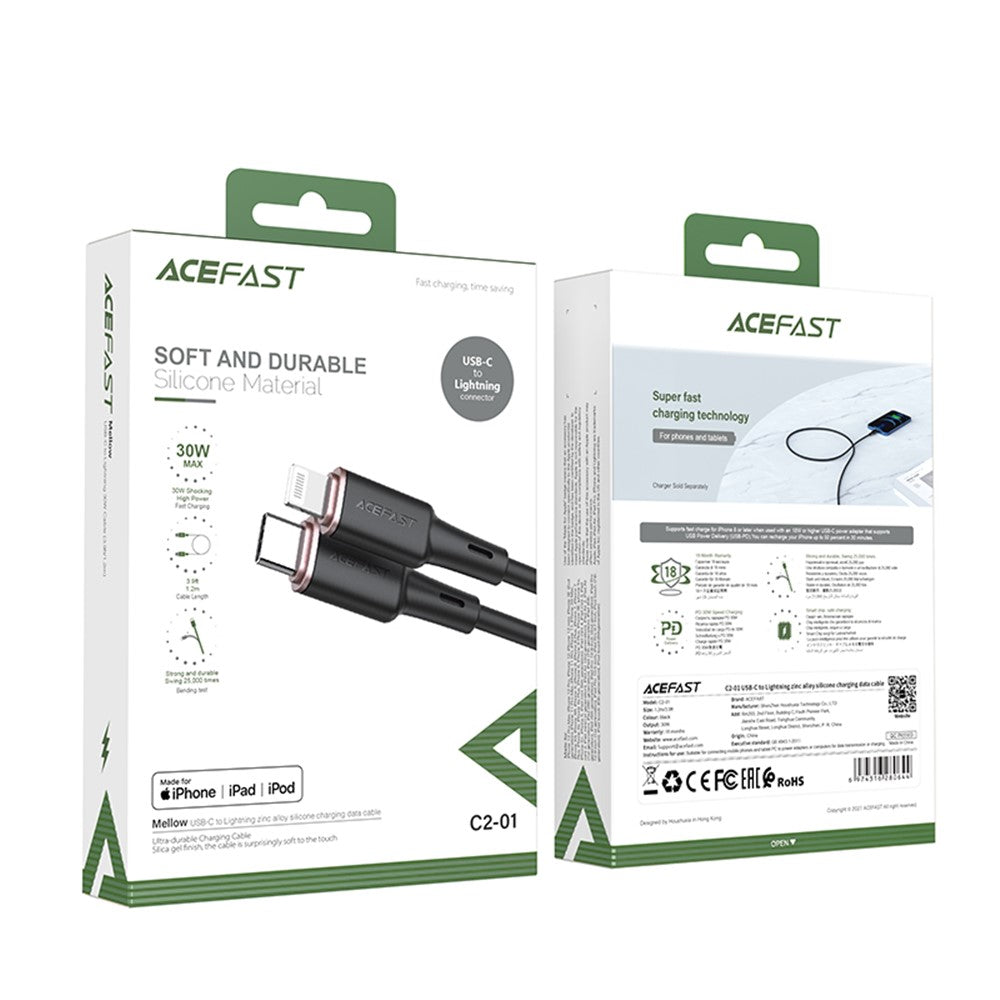 ACEFAST C2-01 MFI for iPhone 15 Series USB-C to Lightning Zinc Alloy Silicone Charging Data Cable