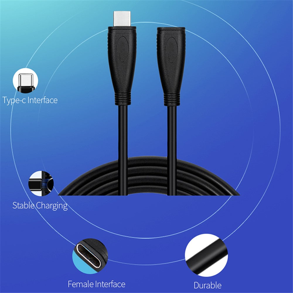 PQ105 1m USB3.1 Type-C Han til Hun 10Gbps Højhastighedsdatakabel Gen2 4K Projektionsskærm PD100W 5A Hurtigopladningskabel
