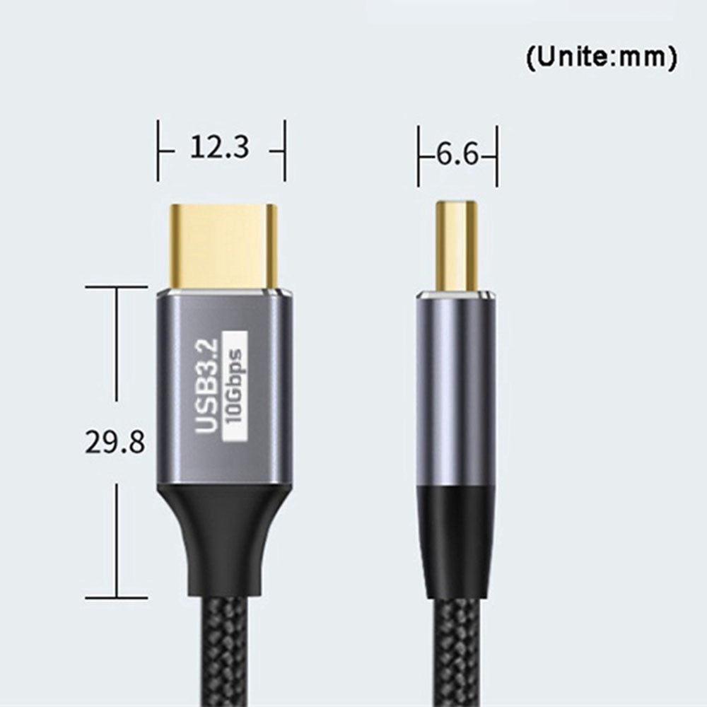 1,5 m 100W PD nylonflettet USB-C til USB-C kabel USB 3.1 Gen2 10Gbps fuldfunktions USB-C kabel (han til han)