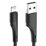 ESSAGER 1m mobiltelefonkabel USB til iP 2.4A hurtigopladningskabel 480Mbps overførsel flettet design LED-lysdesignkabel til Lightning-enheder