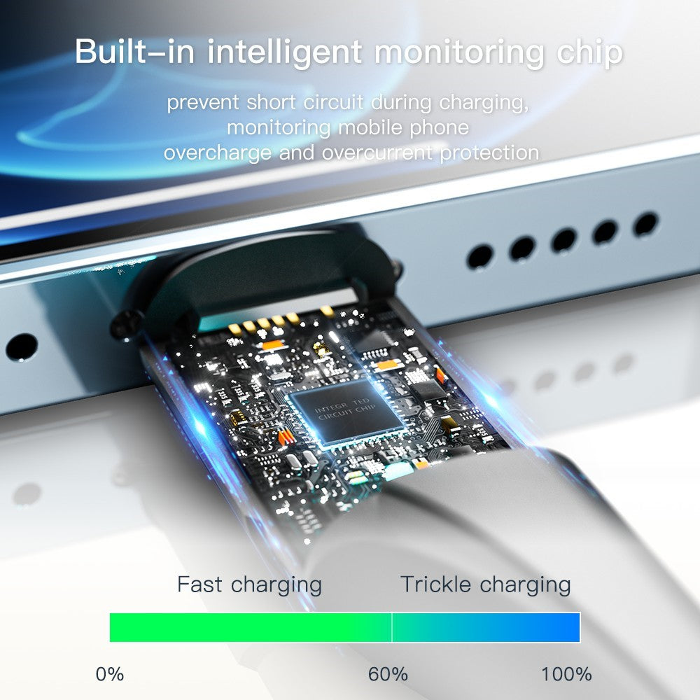 ESSAGER 1m mobiltelefonkabel USB til iP 2.4A hurtigopladningskabel 480Mbps overførsel flettet design LED-lysdesignkabel til Lightning-enheder