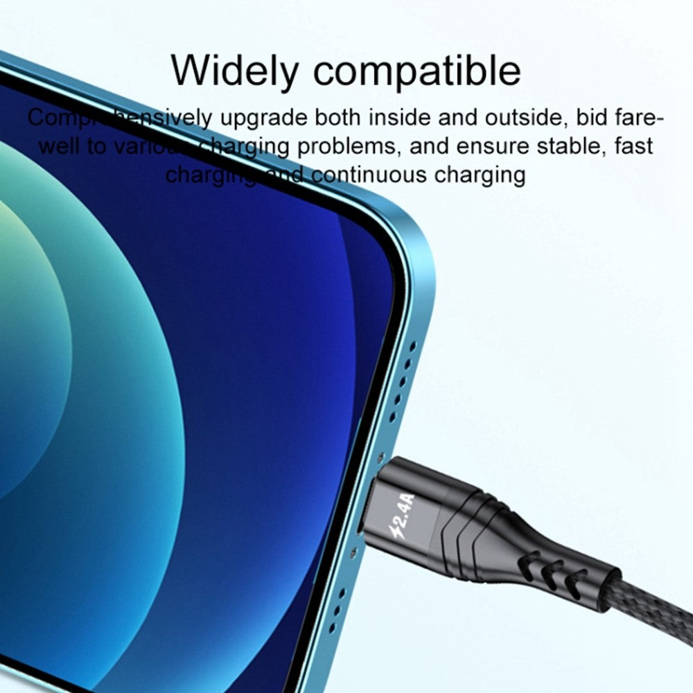For iPhone 15 Series 2m 4-in-1 66W 6A 4-Output Fast Charging Charging Cable USB to 8Pin+Micro USB+Dual Type-C Braided Cable Adapter