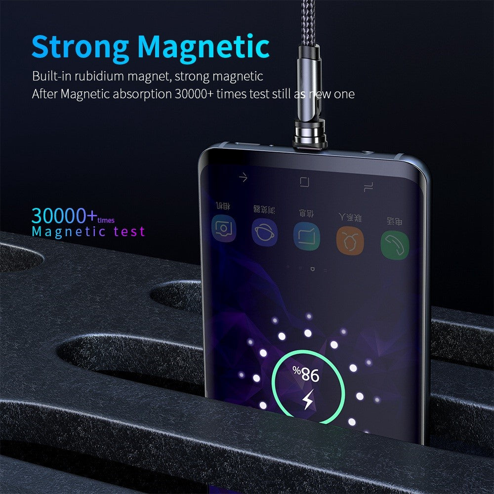 2m Type-C Data Cable 540 Degrees Rotatable Braided Charging Cable + Magnetic Plug