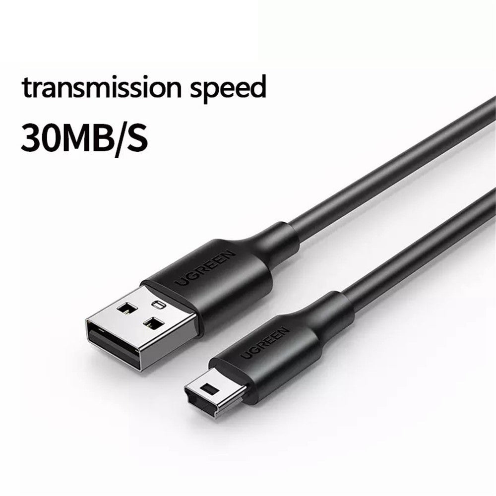 UGREEN 10355 1m USB-A-hane till 5-stifts mini-USB-hane laddningskabel 480 Mbps datakabel för digitalkameror / MP3 / MP4 / bil-DVR