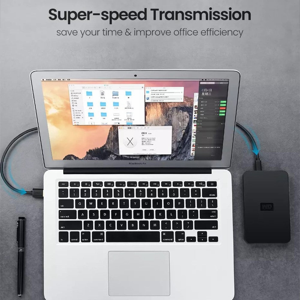 UGREEN 10355 1m USB-A-hane till 5-stifts mini-USB-hane laddningskabel 480 Mbps datakabel för digitalkameror / MP3 / MP4 / bil-DVR