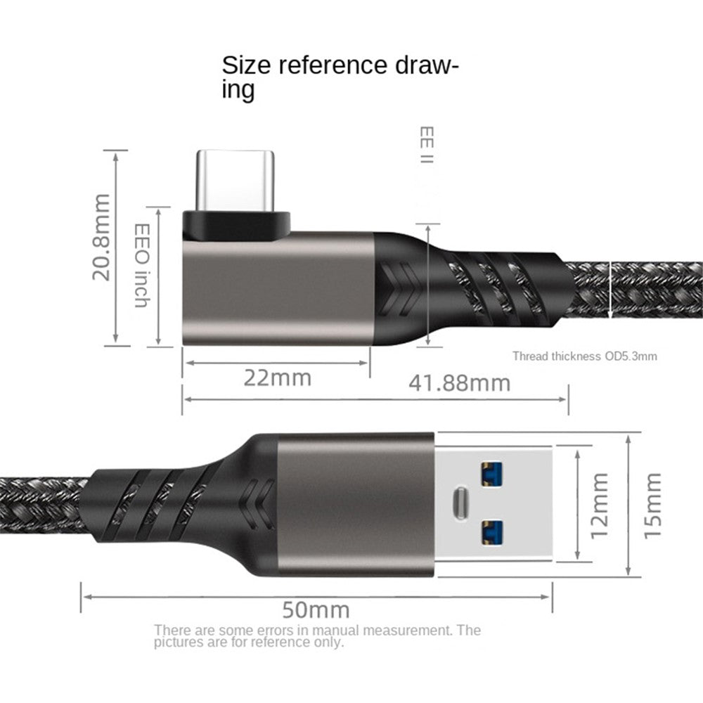 Til Oculus Quest 1 / 2 VR-headset Link-kabel 1,5m USB3.2 Gen2 3A Hurtigopladningskabel USB-A til USB-C 10Gbps Datakabel