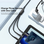 ESSAGER 1.2m 3-in-1 Charging Cable 3A USB to Ip, Micro USB, Type-C, for iPhone, iPad Data Cable