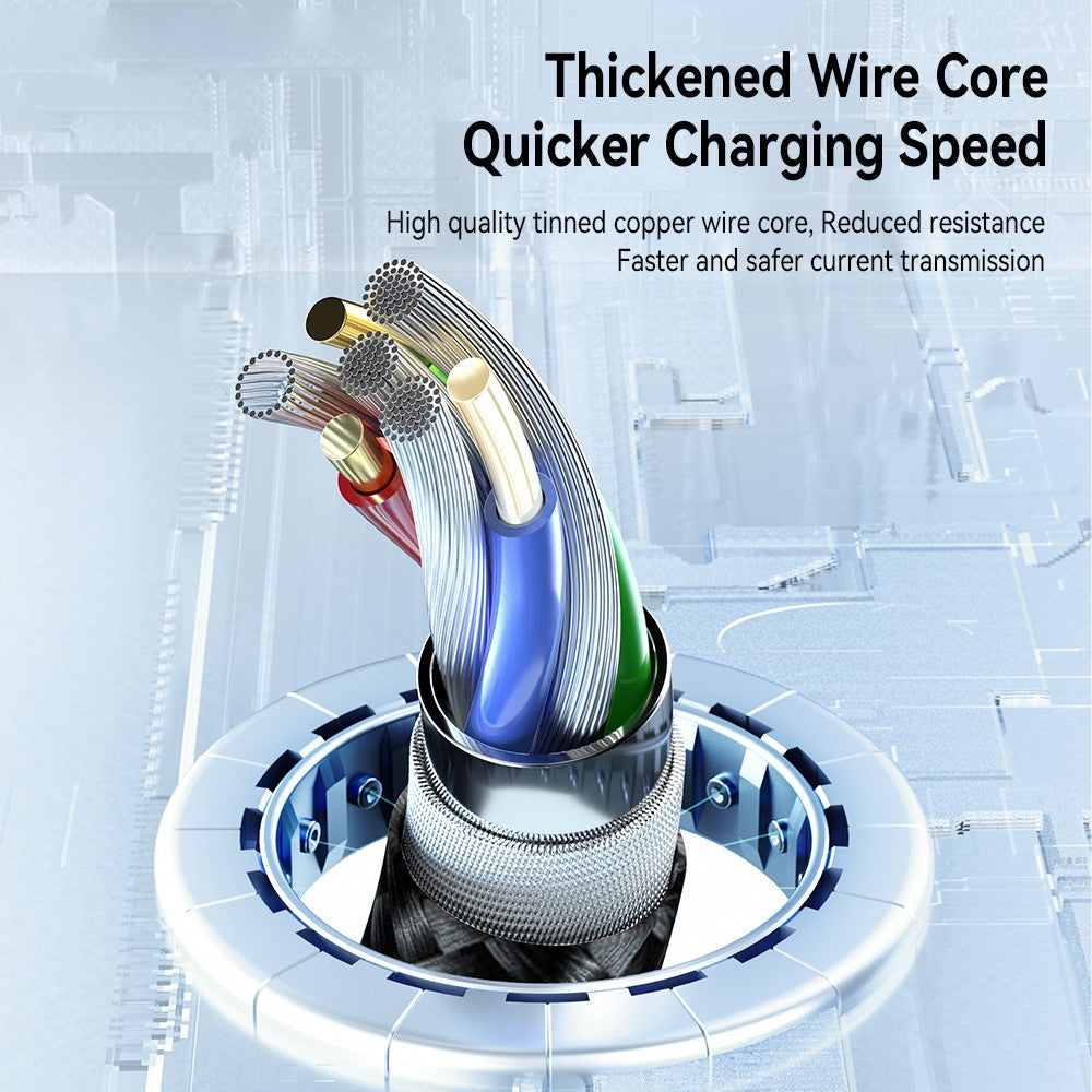 ESSAGER 1.2m 3-in-1 Charging Cable 3A USB to Ip, Micro USB, Type-C, for iPhone, iPad Data Cable