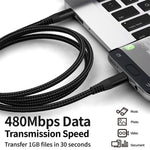 For iPhone 15 Series 3m Type-C to Type-C PD 60W Charging Cable Nylon Braided USB2.0 Data Cable for Cell Phones, Tablets, Laptops