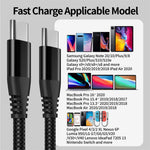 For iPhone 15 Series 3m Type-C to Type-C PD 60W Charging Cable Nylon Braided USB2.0 Data Cable for Cell Phones, Tablets, Laptops