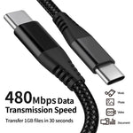For iPhone 15 Series 3m Type-C to Type-C PD 60W Charging Cable Nylon Braided USB2.0 Data Cable for Cell Phones, Tablets, Laptops