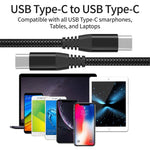 For iPhone 15 Series 3m Type-C to Type-C PD 60W Charging Cable Nylon Braided USB2.0 Data Cable for Cell Phones, Tablets, Laptops