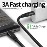 For iPhone 15 Series 3m Type-C to Type-C PD 60W Charging Cable Nylon Braided USB2.0 Data Cable for Cell Phones, Tablets, Laptops