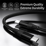 For iPhone 15 Series 3m Type-C to Type-C PD 60W Charging Cable Nylon Braided USB2.0 Data Cable for Cell Phones, Tablets, Laptops