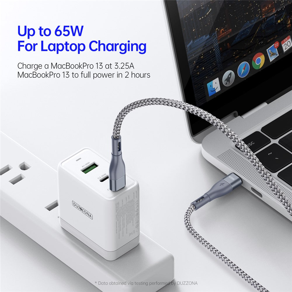 DUZZONA A2 for iPhone 16-15 Series 2m PD 65W USB-C to USB-C Fast Charging Cable Nylon Braided Data Cord