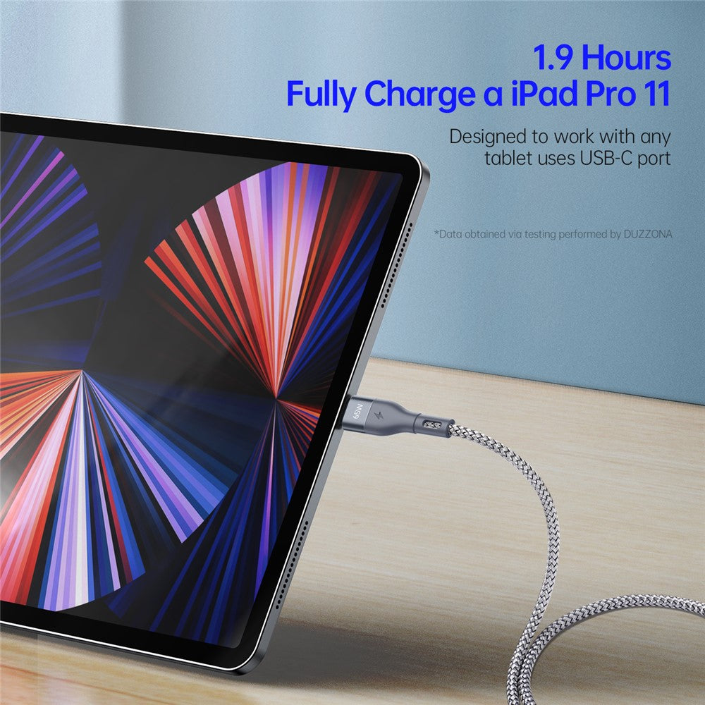 DUZZONA A2 for iPhone 16-15 Series 2m PD 65W USB-C to USB-C Fast Charging Cable Nylon Braided Data Cord