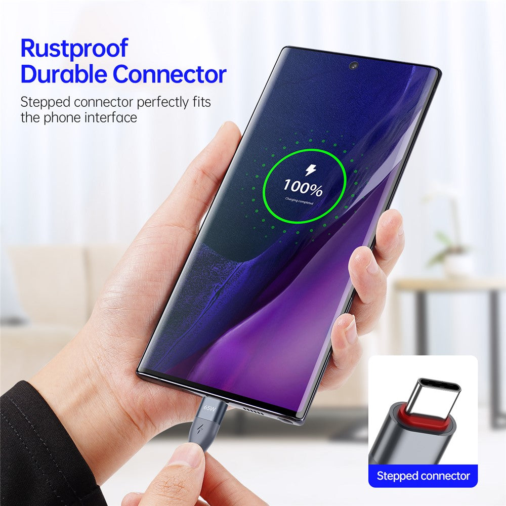 DUZZONA A2 for iPhone 16-15 Series 2m PD 65W USB-C to USB-C Fast Charging Cable Nylon Braided Data Cord
