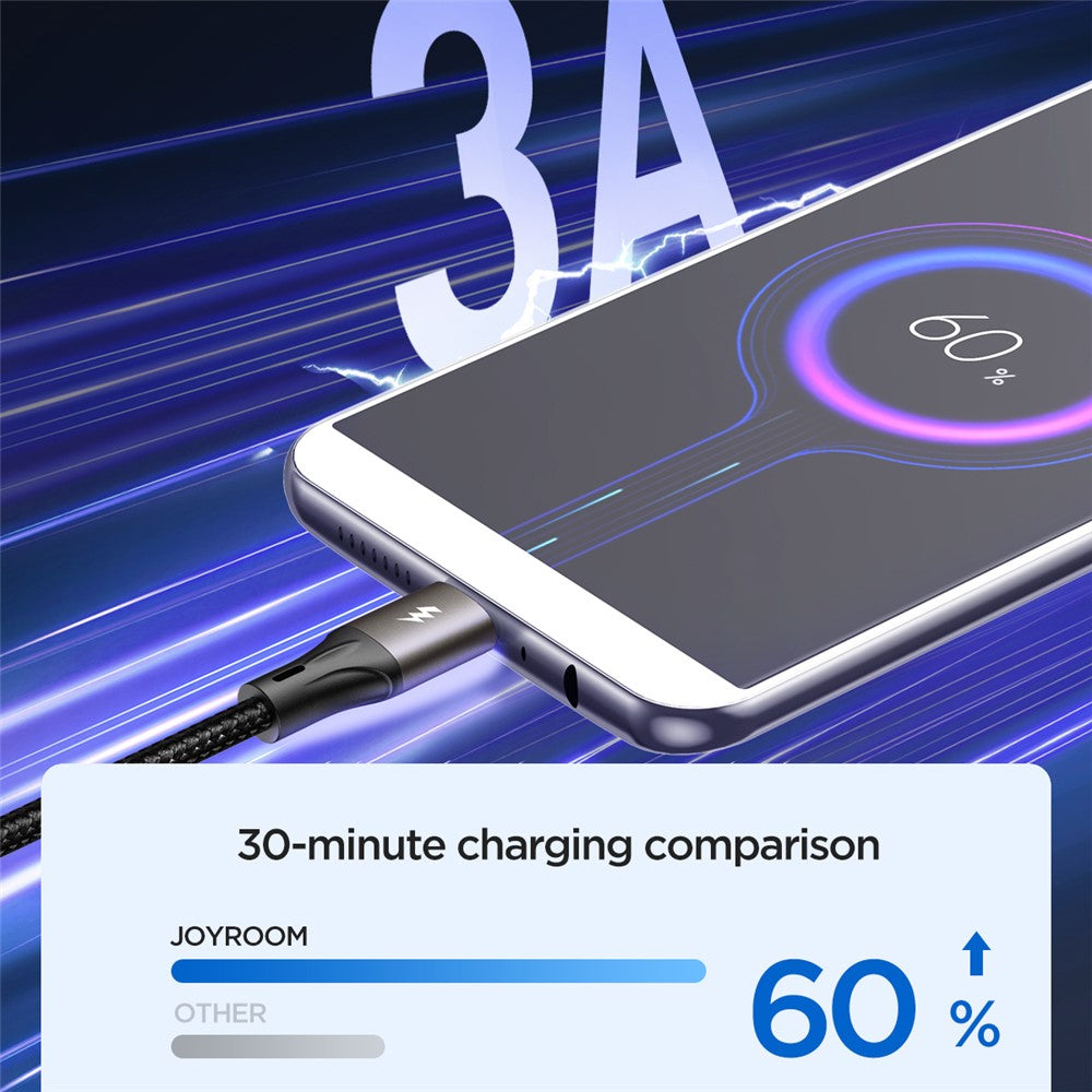JOYROOM SA25-AM3 1.2m Light-Speed Series 3A USB-A to Micro Fast Charging Data Cable Nylon Braided Cord