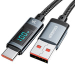 ESSAGER 2m Digital Display 7A Fast Charging Cable USB-A to Type-C 480Mbps Data Cable