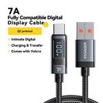 ESSAGER 2m Digital Display 7A Fast Charging Cable USB-A to Type-C 480Mbps Data Cable