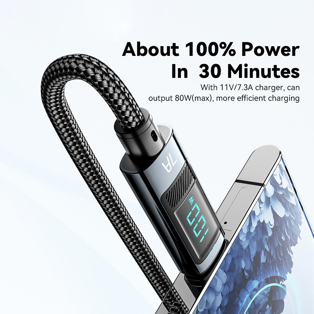 ESSAGER 2m Digital Display 7A Fast Charging Cable USB-A to Type-C 480Mbps Data Cable