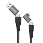 ENKAY 1m 4 in 1 USB / Type-C to iP / Type-C Nylon Charge Cable with E-Marker Chip PD 100W Fast Charging Cable