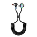ENKAY 1.5m USB to Type-C / iP /  Micro USB TPU Spring Cable 66W Fast Charging Cable with Indicator Light