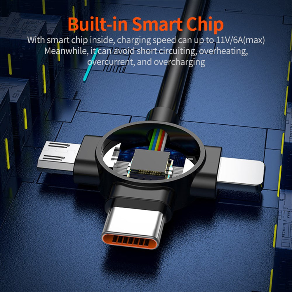ENKAY 1.5m USB to Type-C / iP /  Micro USB TPU Spring Cable 66W Fast Charging Cable with Indicator Light
