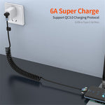 ENKAY 1.5m USB to Type-C / iP /  Micro USB TPU Spring Cable 66W Fast Charging Cable with Indicator Light