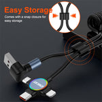 ENKAY 1.5m USB to Type-C / iP /  Micro USB TPU Spring Cable 66W Fast Charging Cable with Indicator Light