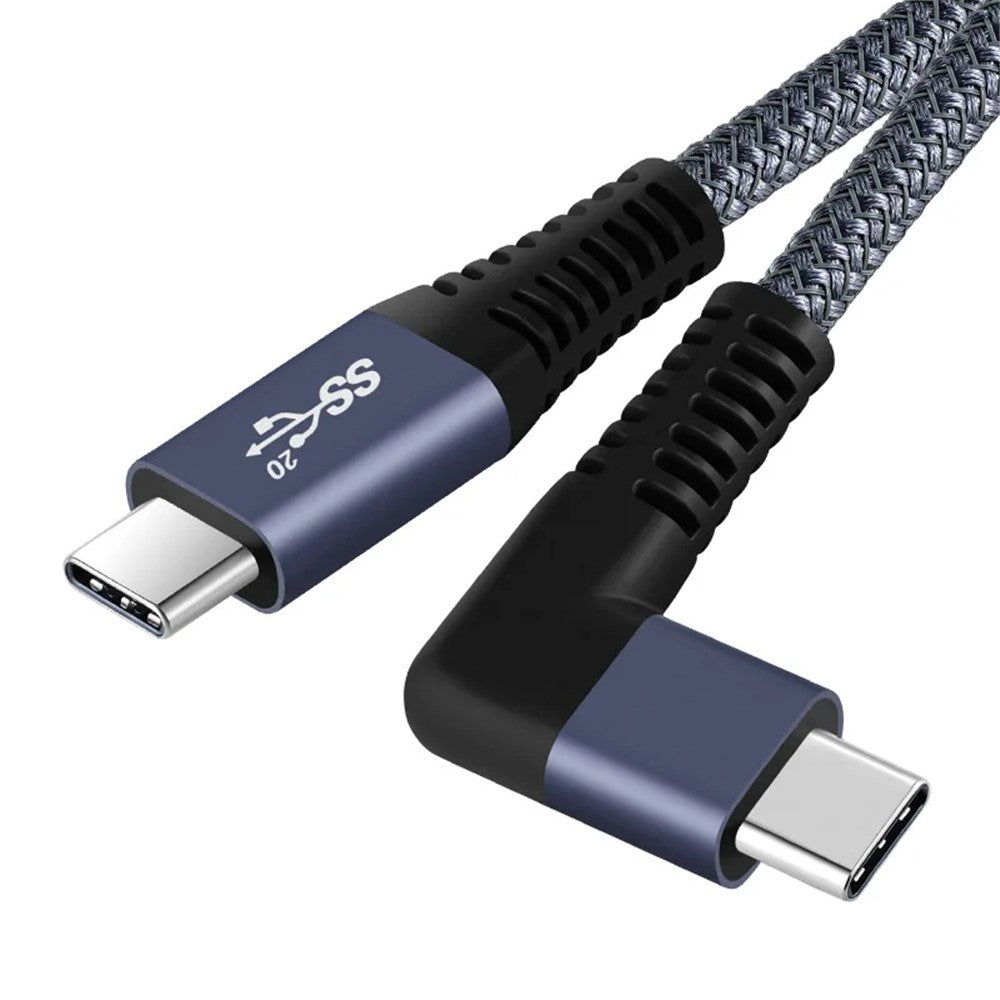 0.5m 100W USB-C to USB-C Braided Cable, Right Angle Type-C Fast Charging Data Cable, 20Gb / s, 4K 60Hz