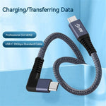 0.5m 100W USB-C to USB-C Braided Cable, Right Angle Type-C Fast Charging Data Cable, 20Gb / s, 4K 60Hz