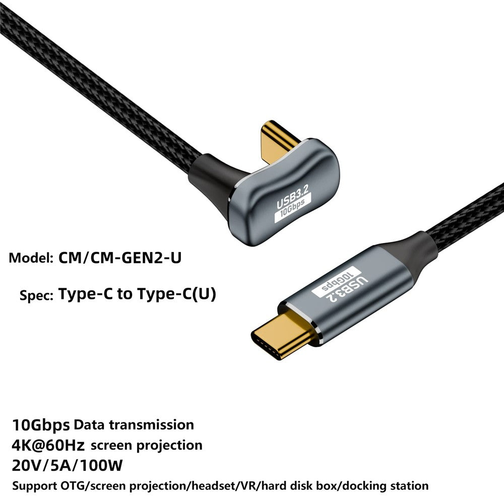 0,5 m USB 3.2 Gen 2 10 Gbps dataoverførselskabel Type-C han til han opladnings-/lydkabel