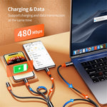 ENKAY USB / Type-C to iP / Type-C / Micro USB 5A Fast Charging Cable Nylon Braided Data Cable