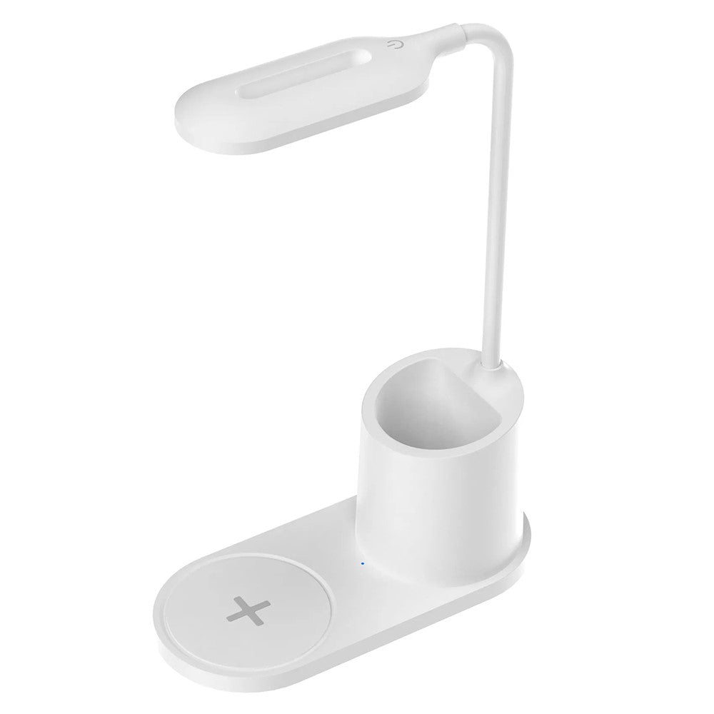 HT-513 3-in-1 15W Phone Wireless Charger Pen Holder Eye Protection LED Table Lamp