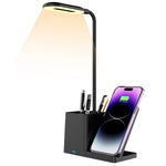HT-330 3-in-1 15W Phone Holder Wireless Charger Pen Holder Gooseneck LED Table Lamp