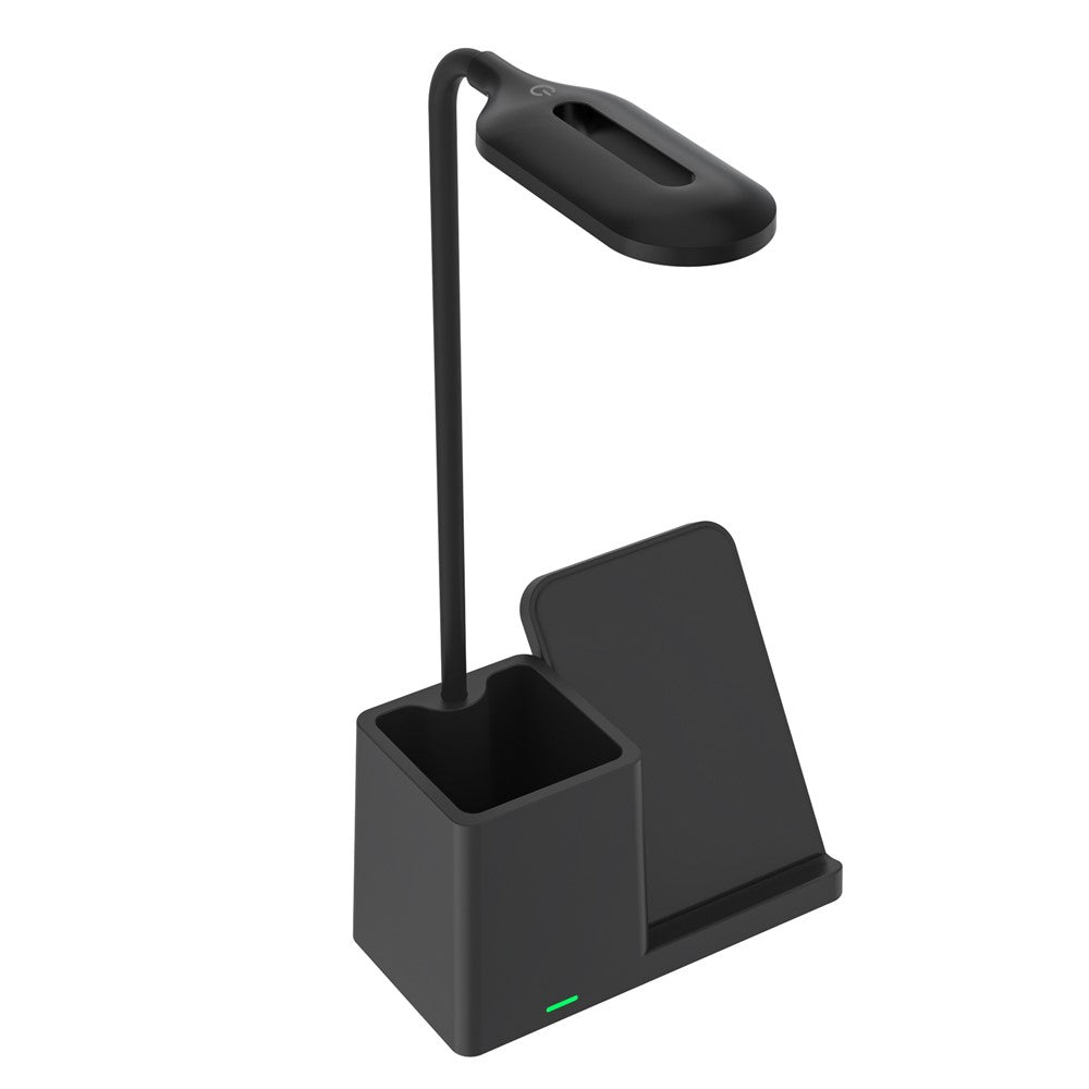 HT-330 3-in-1 15W Phone Holder Wireless Charger Pen Holder Gooseneck LED Table Lamp