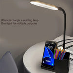 HT-330 3-in-1 15W Phone Holder Wireless Charger Pen Holder Gooseneck LED Table Lamp