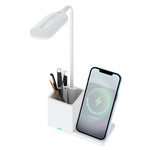 HT-330 3-in-1 15W Phone Holder Wireless Charger Pen Holder Gooseneck LED Table Lamp