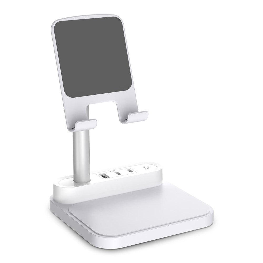 HT-531 15W Wireless Charger with Night Light Phone Bracket USB + Type-C Power Socket