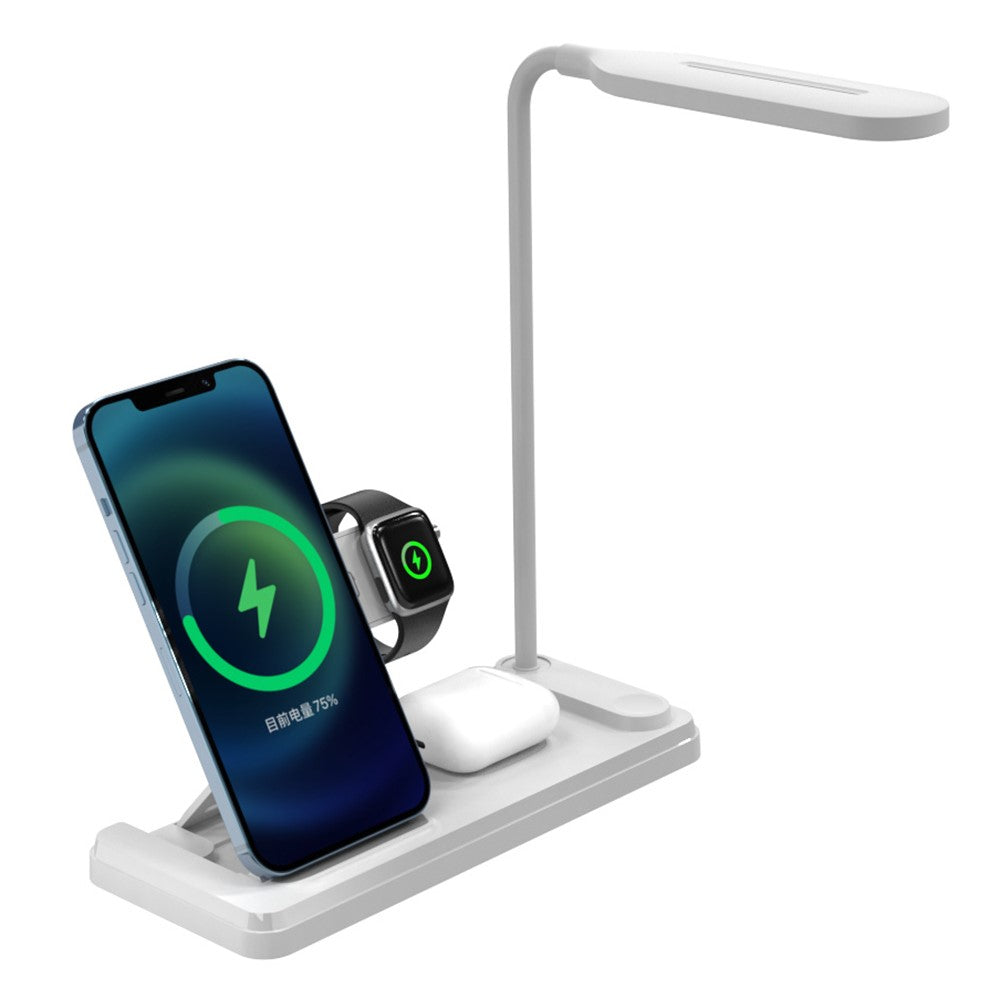 HT-503 Sammenklappelig 15W Trådløs Oplader til Telefon / Ur / Høretelefoner med Berøringsstyret LED Bordlampe