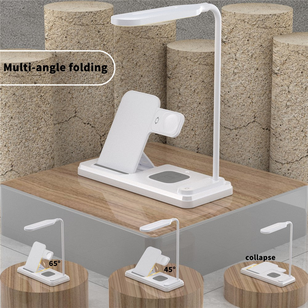 HT-503 Sammenklappelig 15W Trådløs Oplader til Telefon / Ur / Høretelefoner med Berøringsstyret LED Bordlampe