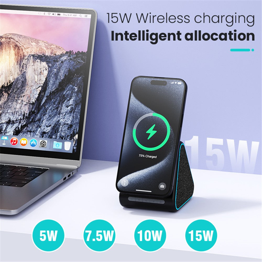 DM-23 15W Wireless Charger Phone Charging Pad Desktop Display Stand Bluetooth-compatible Speaker