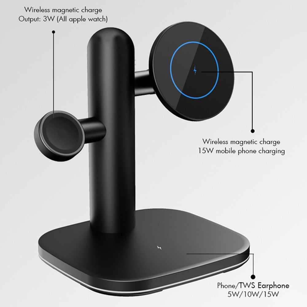 W98 15W Wireless Charger Stand with Light for Apple Watch AirPods iPhone
